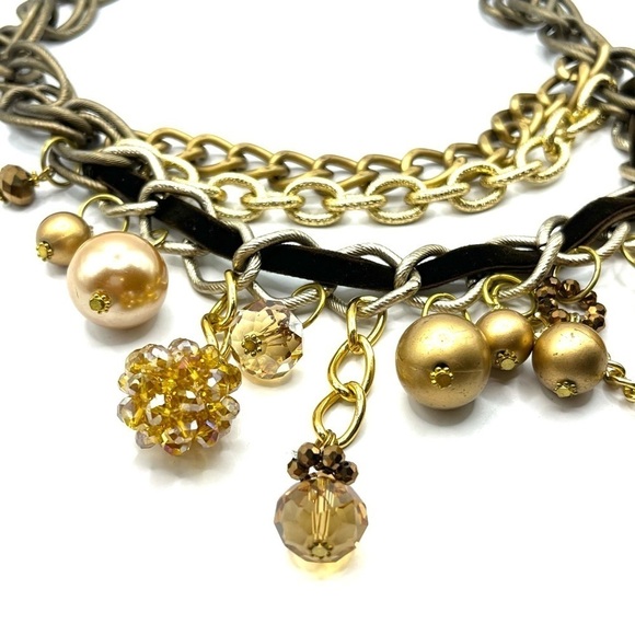 Charm Necklace Chain Links Large Big Necklace Assorted of Chains Pearls Charms - Picture 8 of 14